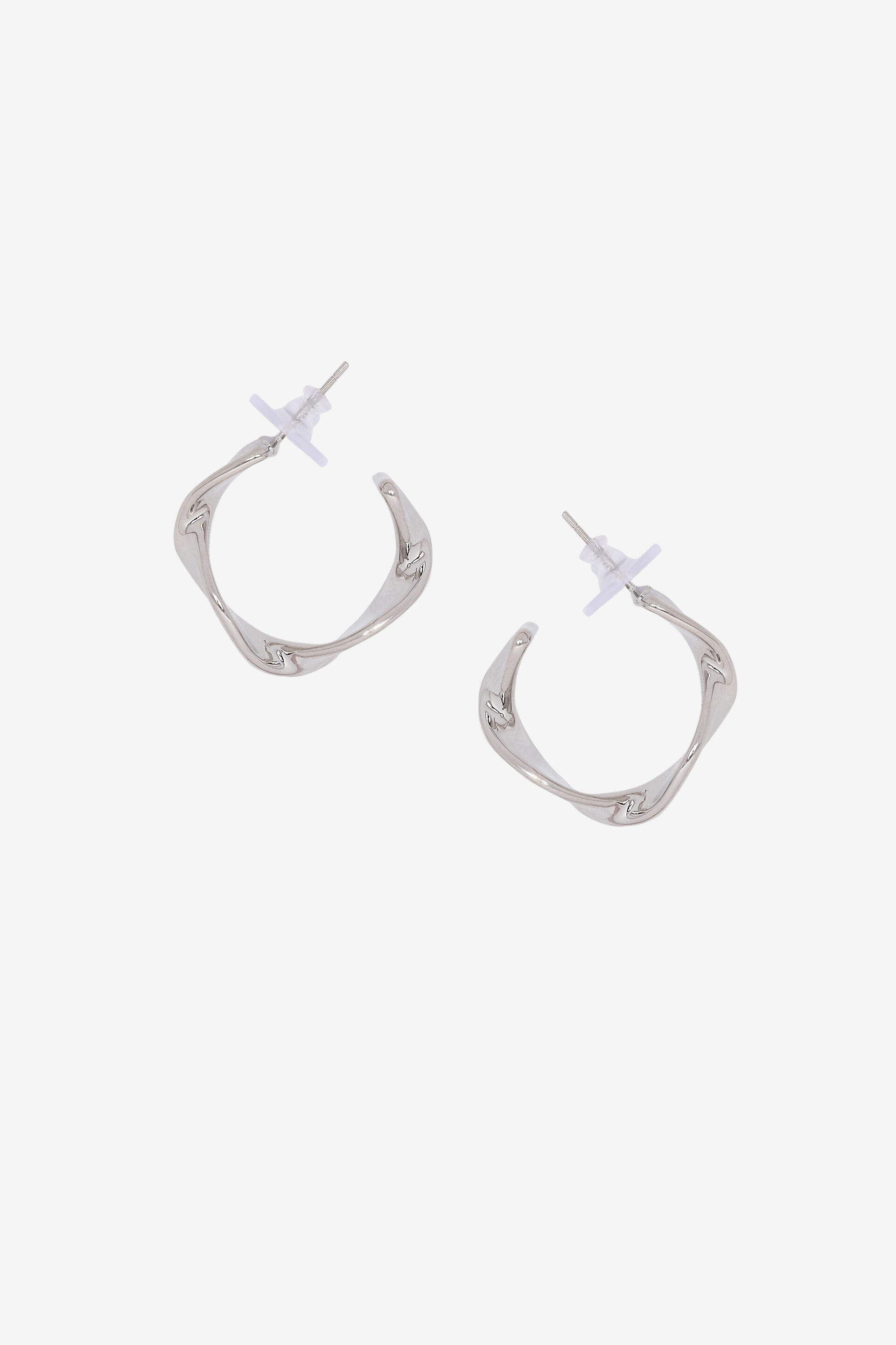 Silver Twist Hoops, , image 2